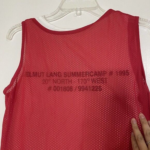 HELMUT LANG Re-Edition Archive Diamond Head Mesh Layered Red Tank Dress Medium - Picture 7 of 9